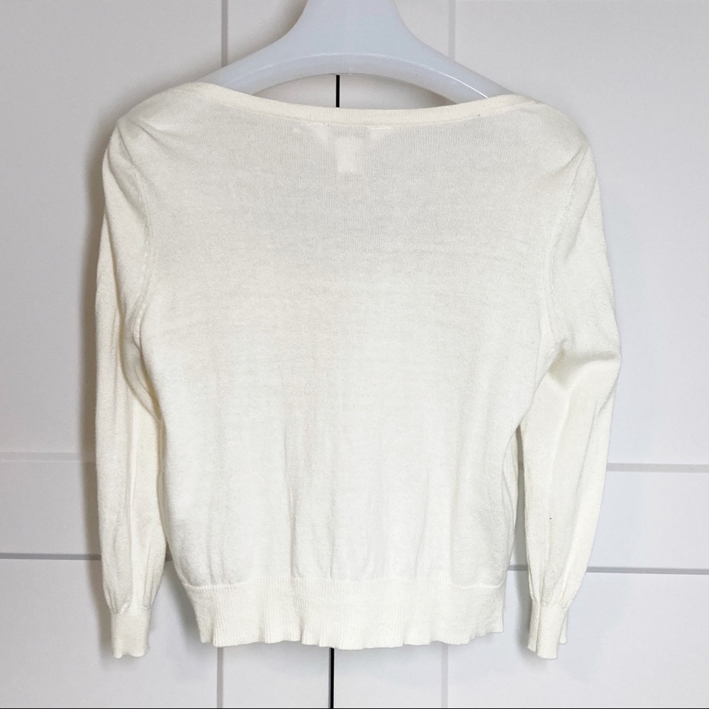 Candies Pearl Beaded Ivory Knit Cardigan Long Sleeve Cropped NWOT - Picture 2 of 5